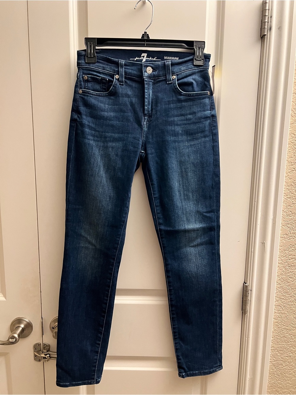7 For All Mankind Dark Indigo Skinny Jeans Roxanne Ankle